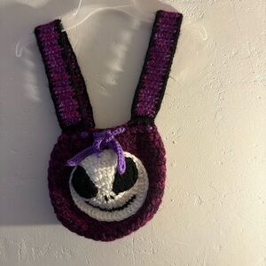 Handmade Purple and Black Jack Skellington Crochet Bag